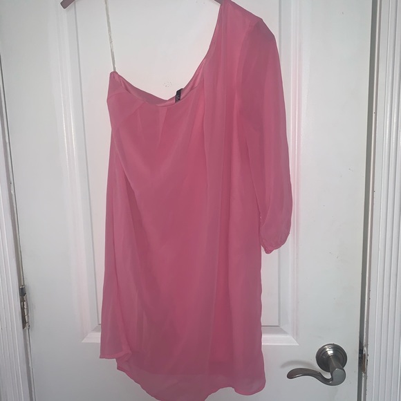 Pink One Shoulder Shift Dress - Picture 1 of 2